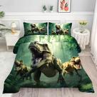 Conjunto de edredom VTKON Kids Dino Twin Size Green Dinosaur