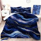 Conjunto de edredom VTKON Royal Blue Gold Twin com 1 edredom e 1 fronha