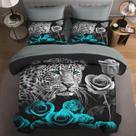 Conjunto de edredom WeCozy Snow Leopard Cat Queen com 2 fronhas