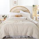 Conjunto de edredom Weigelia Queen Size Beige, 7 peças de microfibra Conjunto de edredom Weigelia Queen Size Beige, 7 peças de microfibra