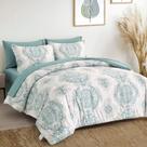 Conjunto de edredom WONGS BEDDING Aqua Queen Size 7 peças de microfibra Conjunto de edredom WONGS BEDDING Aqua Queen Size 7 peças de microfibra
