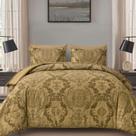 Conjunto de edredom WONGS BEDDING Gold King Size 7 peças de microfibra Conjunto de edredom WONGS BEDDING Gold King Size 7 peças de microfibra