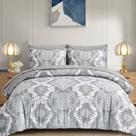 Conjunto de edredom WONGS BEDDING Grey Queen Size 7 peças de microfibra