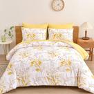 Conjunto de edredom WONGS BEDDING Yellow Botanical, tamanho completo, 7 peças