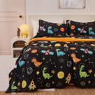 Conjunto de edredom Yibeizi Space Dinosaur Kids, tamanho completo, 3 peças Conjunto de edredom Yibeizi Space Dinosaur Kids, tamanho completo, 3 peças