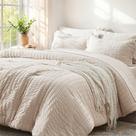 Conjunto de edredom Zzlpp Beige Queen de 7 peças de cama Seersucker em uma bolsa