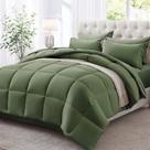 Conjunto de edredom Zzlpp Queen Olive Green, 7 peças, cama em uma bolsa