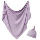 Conjunto de embrulhos para bebês Aijoviko 89x89cm com chapéu lilás Conjunto de embrulhos para bebês Aijoviko 89x89cm com chapéu lilás