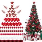 Conjunto de enfeites de árvore de Natal Sunnyglade 94 unidades vermelho