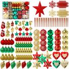 Conjunto de enfeites de bolas de Natal Garma, 145 unidades, vermelho, verde, ouro