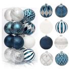 Conjunto de Enfeites de Natal com Bolas 16 peças Azul, Branco e Prata 6 cm Conjunto de Enfeites de Natal com Bolas 16 peças Azul, Branco e Prata 6 cm
