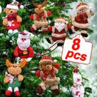 Conjunto de enfeites de Natal de pelúcia TURNMEON, 8 peças penduradas