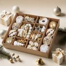 Conjunto de Enfeites de Natal SHareconn 70 peças Branco e Dourado