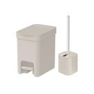 Conjunto de Escova Sanitária Dual e Lixeira Trium Bege 6L - Ou