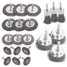 Conjunto de escovas de arame Double Elite para furadeira, 21 unidades com haste hexagonal de 1/4”