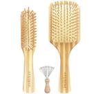 Conjunto de escovas de cabelo SUPERWASH PLUS, cerdas de bambu naturais, pacote com 3
