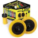 Conjunto de escovas de limpeza de argamassa para azulejos Drillbrush, pacote com 3 pincéis amarelos
