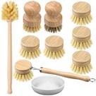 Conjunto de Escovas de Prato de Bambu Thenshop - com Cabeças de Reposição