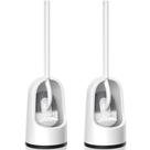 Conjunto de escovas de vaso sanitário TRENTI, pacote com 2 unidades com suporte, cerdas curvas, branco