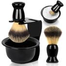 Conjunto de escovas e tigelas de barbear Lucomb 3 em 1 para homens - preto