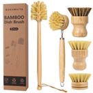 Conjunto de Escovas para Louça BONUMVITA 5 Peças com Cabo de Bambu Natural