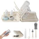 Conjunto de escovas para mamadeiras YomauiYee 6 em 1 com escorredor branco