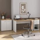 Conjunto de Escritório 3 Peças Toq: Mesa, Gaveteiro e Balcão Olmo Branco