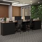 Conjunto De Escritório 4 Peças Tech Office 2 Mesas E 2 Apara - Preto E Cedro Preto E Cedro