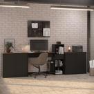 Conjunto De Escritório 4 Peças Tech Office Mesa Livreiro E 2 - Preto E Cedro Preto E Cedro
