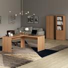 Conjunto de Escritório com 2 Armários 2 Portas e Mesa para Escritório Angular em L 157,3cm MDP Amêndoa Tecnomobili