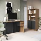 Conjunto de Escritório com 2 Peças Mesa com Gavetas e Armário com Nichos Cj8001