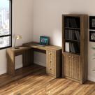 Conjunto de Escritório com Mesa Apoio Lateral 3 Gavetas e Armário Alto com 2 Portas 5 Prateleiras MDP Nogal Tecnomobili Conjunto de Escritório com Mesa Apoio Lateral 3 Gavetas e Armário Alto com 2 Portas 5 Prateleiras MDP Nogal Tecnomobili