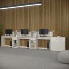 Conjunto de Escritório Smart 2 Livreiro 1 Buffet e 3 Mesas 90cm