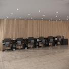 Conjunto de Escritório Smart 5 Livreiro 1 Buffet e 6 Mesas 90cm