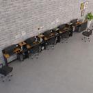 Conjunto De Escritório Tech 4 Livreiro 1 Buffet E 5 Mesas 90 - Preto E Cedro Preto E Cedro
