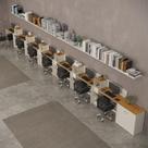 Conjunto De Escritório Tech 6 Livreiro 1 Buffet E 7 Mesas 90 - Off White E Cedro Off White E Cedro
