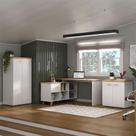 Conjunto de Escrivaninha com 2 Armários de Escritório Gold Toq 4 PT 2 GV Branco e Olmo