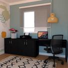 Conjunto de Escrivaninha com Armário de Escritório Tonal 4 PT Preto