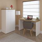 Conjunto de Escrivaninha com Armário de Escritório Toq 2 PT Branco e Olmo 140 cm