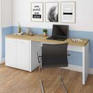 Conjunto de Escrivaninha com Armário de Escritório Toq 2 PT Branco e Olmo 75 cm