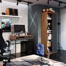 Conjunto de Escrivaninha com Estante de Escritório Office 1 PT 1 GV Grafite e Mel