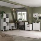 Conjunto de Escrivaninha com Gaveteiro, Estante e Armário de Escritório Wally Gold Cool 6 PT 5 GV Branco e Olmo