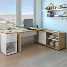 Conjunto de Escrivaninha com Gaveteiro Smart Toq 1 PT 2 GV Branco e Olmo