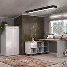 Conjunto de Escrivaninha e Armário de Escritório 2 PT 2 GV Gold Toq Olmo e Branco