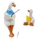 Conjunto de esculturas de pato para decoração de jardim Resin Fishing Duck
