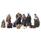 Conjunto de esculturas de presépio de 11 peças com figuras de resina Conjunto de esculturas de presépio de 11 peças com figuras de resina