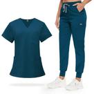 Conjunto de esfoliantes VIAOLI Scrubs para mulheres com decote em V com 8 bolsos Conjunto de esfoliantes VIAOLI Scrubs para mulheres com decote em V com 8 bolsos