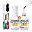 Conjunto de esmalte para unhas, camada superior e base em gel espelhado U-Shinein de 15 ml