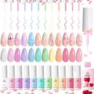 Conjunto de esmaltes Beetles Pastel Gel Liner, 12 cores, rosa transparente, azul, nude, roxo, branco, amarelo, laranja, linha francesa, esmalte de gel Swirl Nail Art, esmalte Soak Off UV Lamp, presentes de manicure para mulheres Conjunto de esmaltes Beetles Pastel Gel Liner, 12 cores, rosa transparente, azul, nude, roxo, branco, amarelo, laranja, linha francesa, esmalte de gel Swirl Nail Art, esmalte Soak Off UV Lamp, presentes de manicure para mulheres