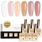 Conjunto de esmaltes CANNI Jelly Gel 6 cores, 9 mL, branco leitoso transparente